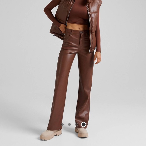 Bershka | Pants u0026 Jumpsuits | Bershka Faux Leather Straight Pants | Poshmark